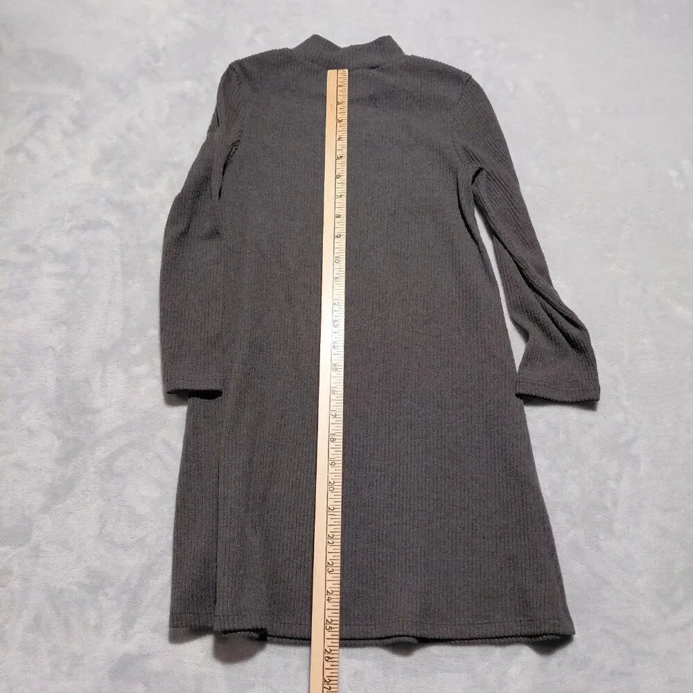Old Navy Gray Ribbed Sweater/Shirt Dress Knee Length Mock Neck Sz 6-7